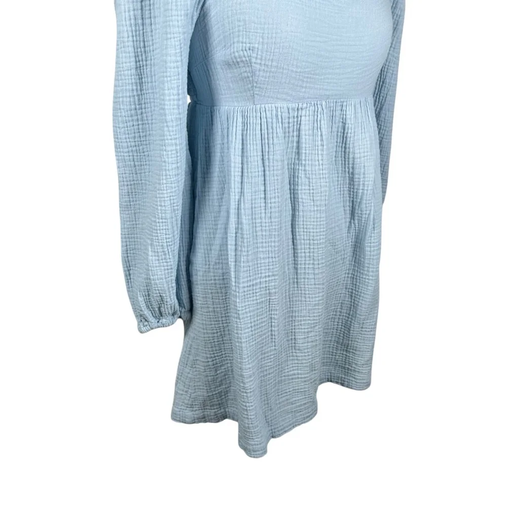 J. Crew Squareneck Soft Gauze Dress Hydrangea Blue Smocked Cotton Cottage Size S